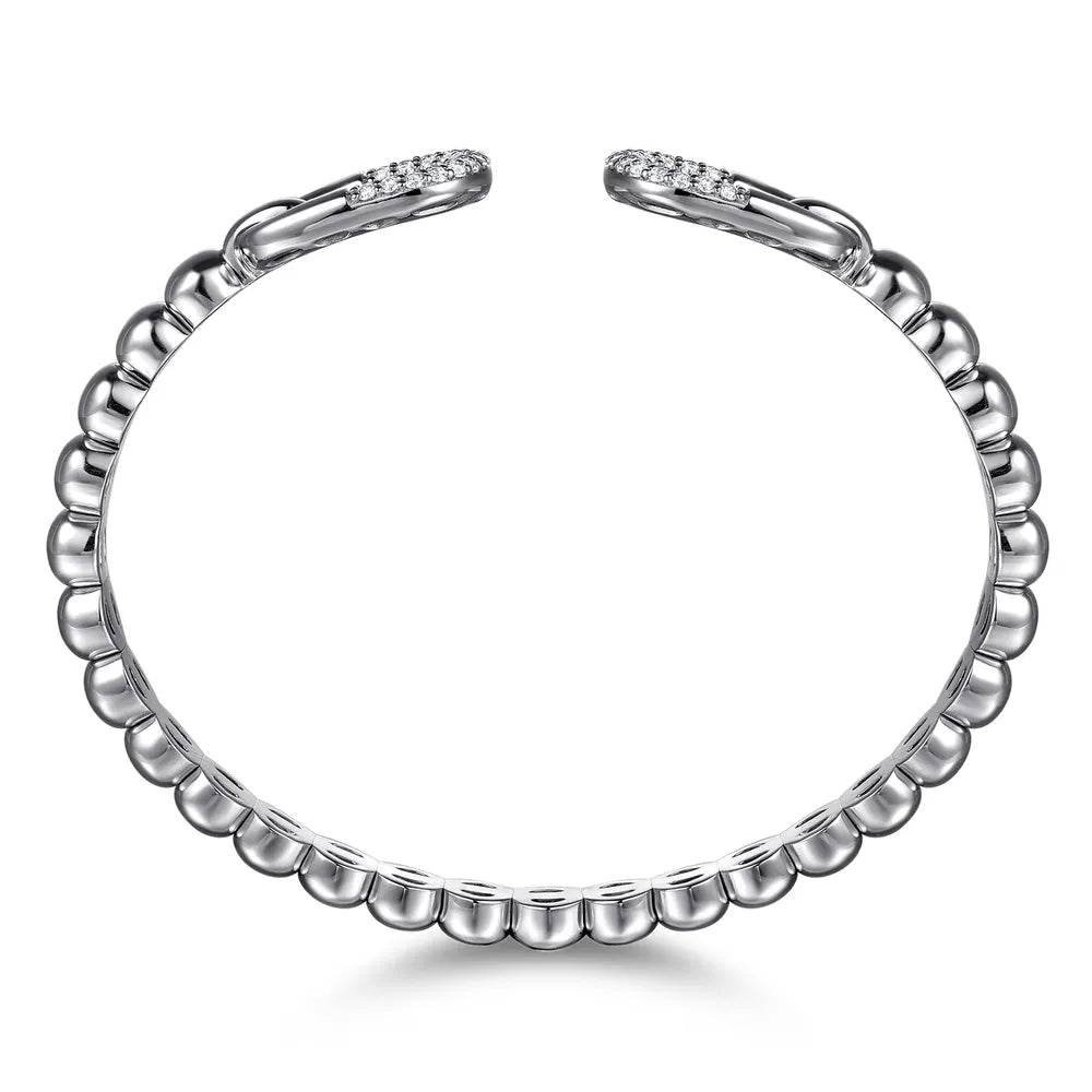 Gabriel & Co., 925 Sterling Silver Bujukan and White Sapphire Open Bangle Bracelet