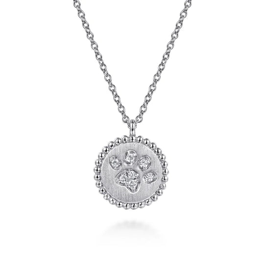 Gabriel & Co., 925 Sterling Silver Diamond Bujukan Paw Print Medallion Pendant Necklace