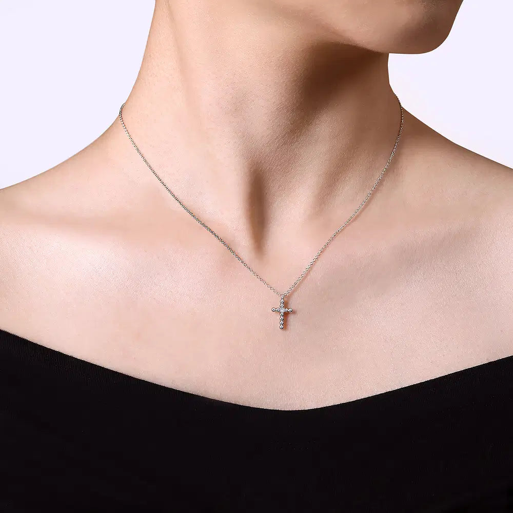 Gabriel & Co., 925 Sterling Silver Diamond Cross Pendant Necklace