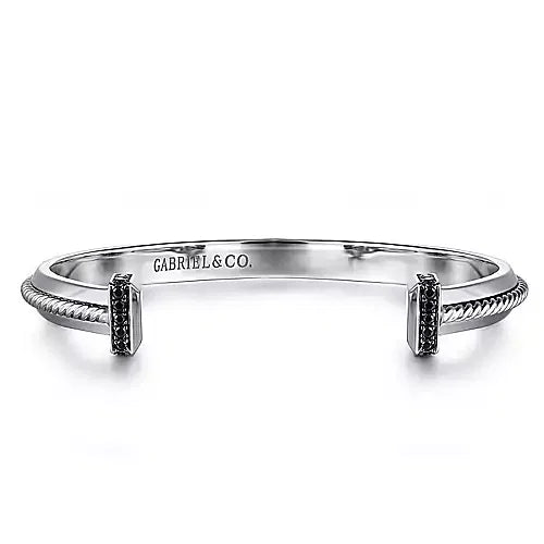Gabriel & Co., 925 Sterling Silver Open Cuff Bracelet with Black Spinel