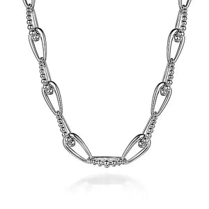 Gabriel & Co., 925 Sterling Silver Oval Link Chain Necklace with Bujukan Connectors
