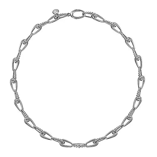 Gabriel & Co., 925 Sterling Silver Oval Link Chain Necklace with Bujukan Connectors