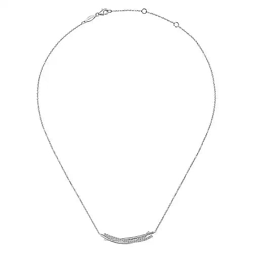 Gabriel & Co., Sterling Silver White Sapphire Bar Pendant Necklace