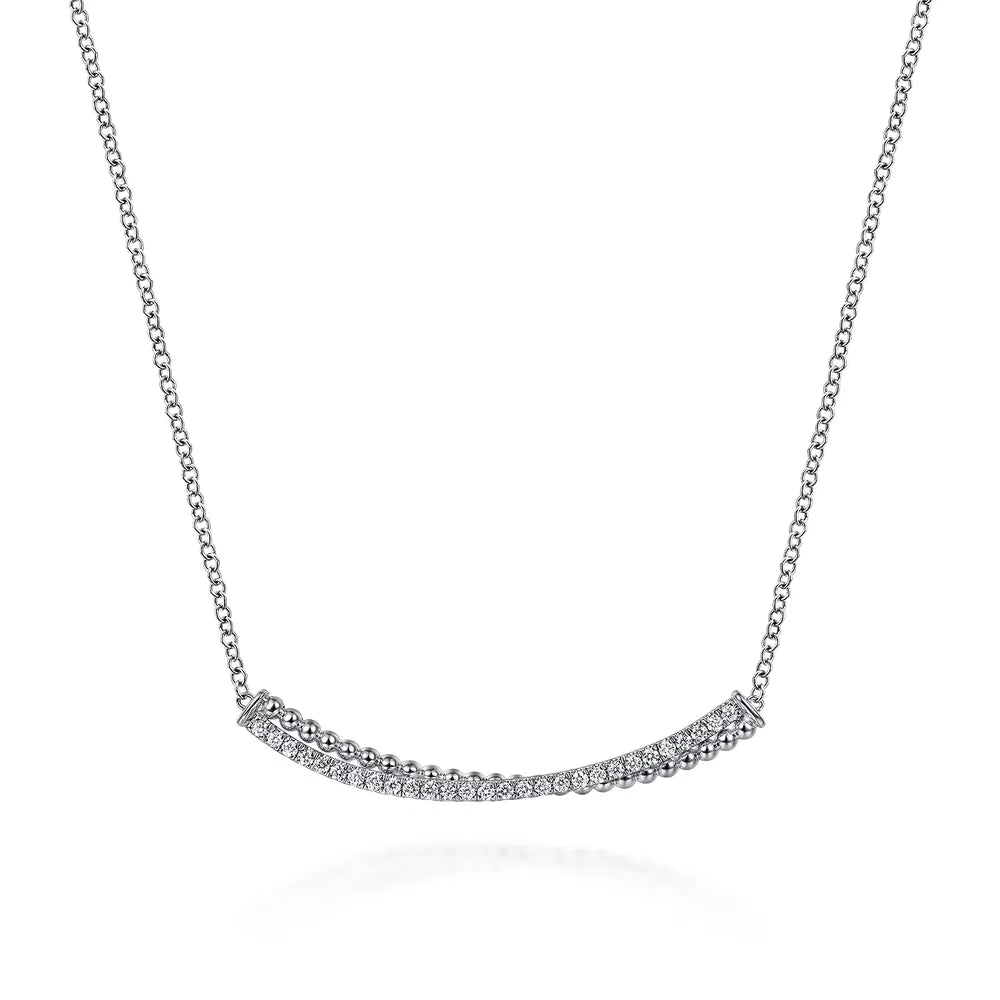 Gabriel & Co., 925 Sterling Silver White Sapphire Bujukan Bar Necklace