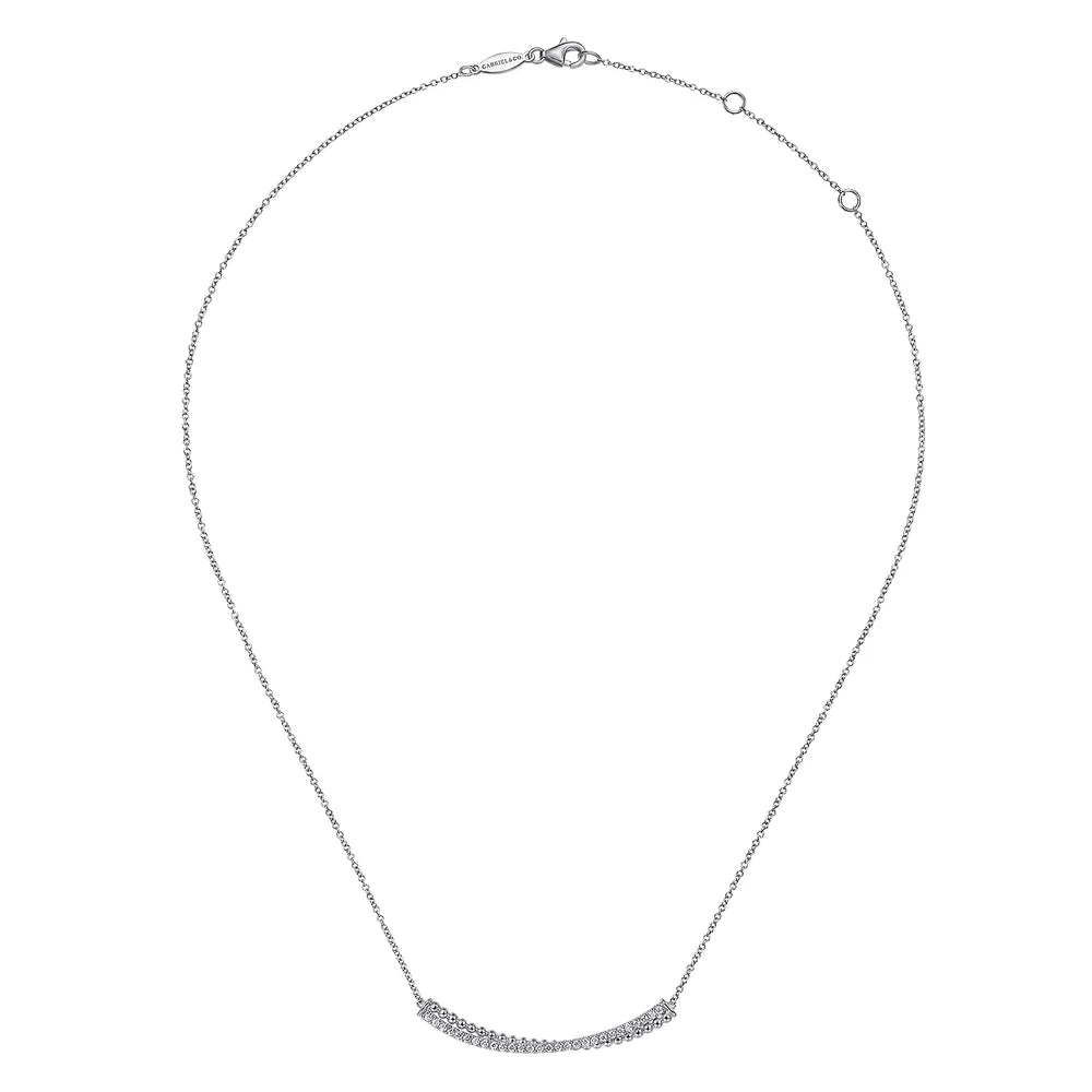 Gabriel & Co., 925 Sterling Silver White Sapphire Bujukan Bar Necklace