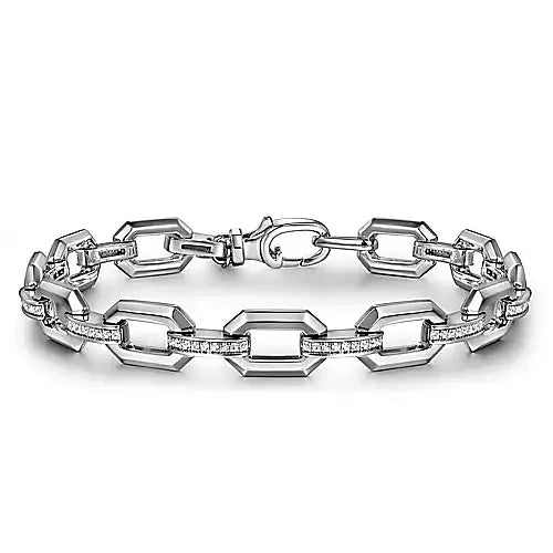 Gabriel & Co., 925 Sterling Silver White Sapphire Link Chain Tennis Bracelet