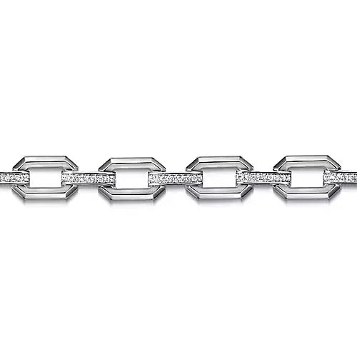 Gabriel & Co., 925 Sterling Silver White Sapphire Link Chain Tennis Bracelet
