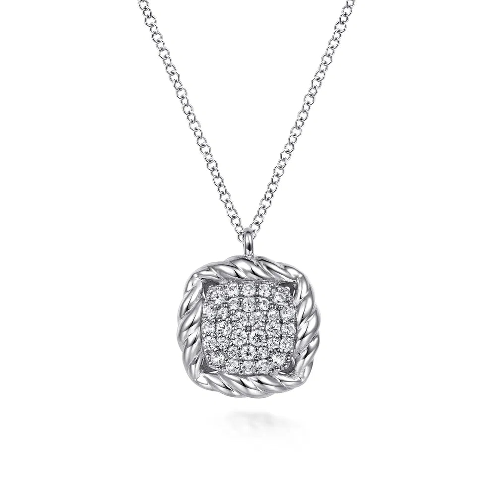 Gabriel & Co., 925 Sterling Silver White Sapphire Rope Pendant Necklace