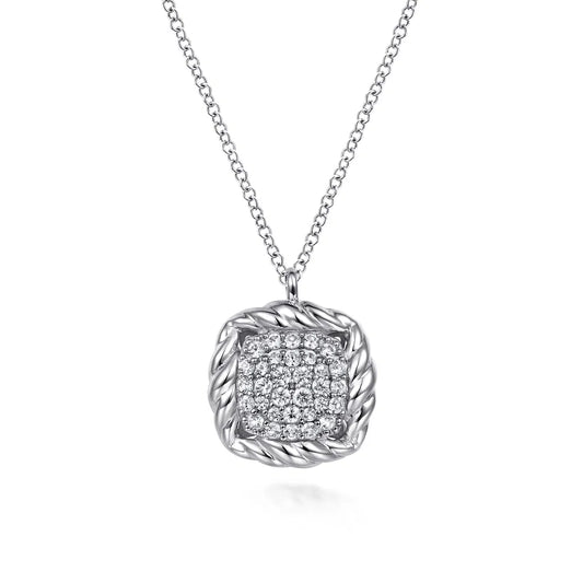 Gabriel & Co., 925 Sterling Silver White Sapphire Rope Pendant Necklace