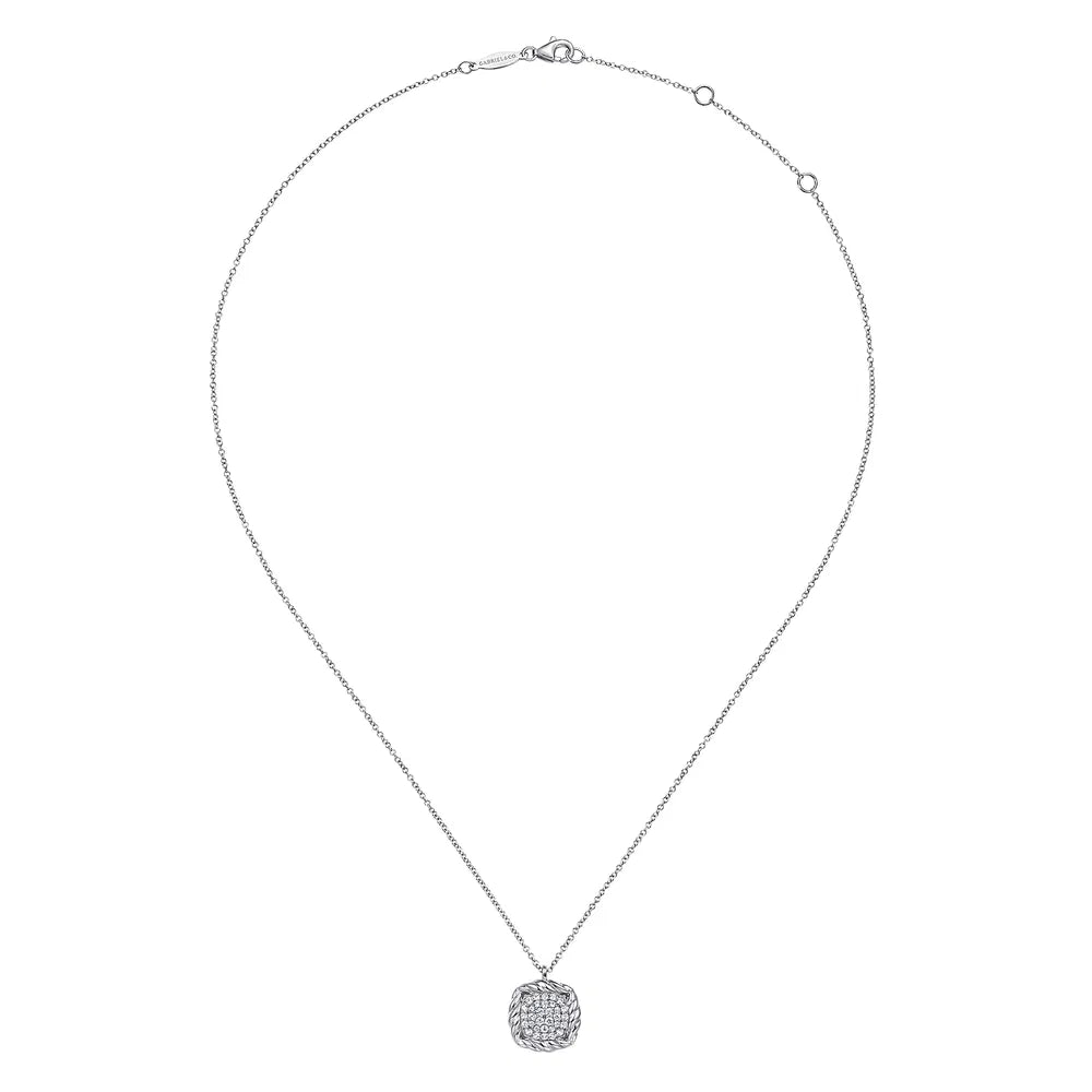 Gabriel & Co., 925 Sterling Silver White Sapphire Rope Pendant Necklace