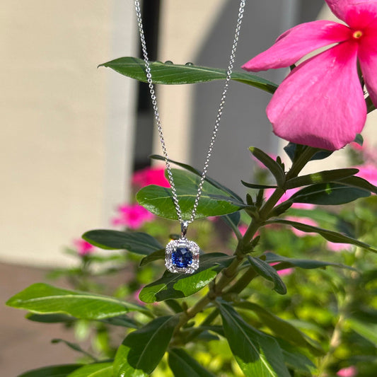 Simon G., 18K White Gold Blue Sapphire and Diamond Pendant