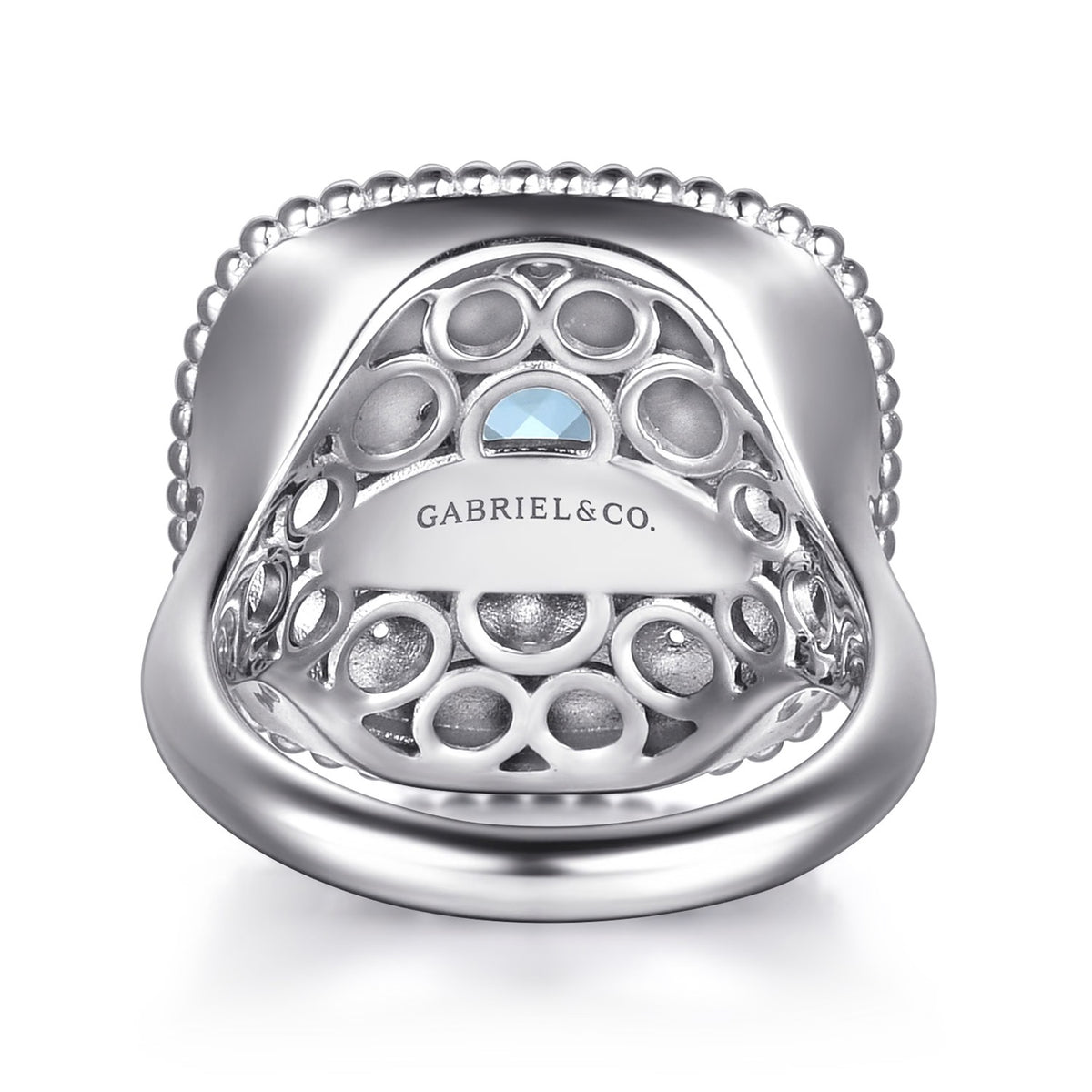 Gabriel & Co. Mosaic - 925 Sterling Silver Bujukan White Sapphire and Blue Topaz Signet Ring with Blue and Dust Blue Enamel