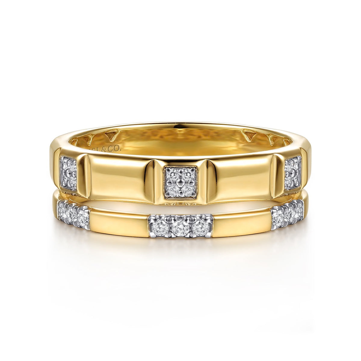 Gabriel & Co. Diamond and Half Cube Easy Stackable Ring in 14K Yellow Gold