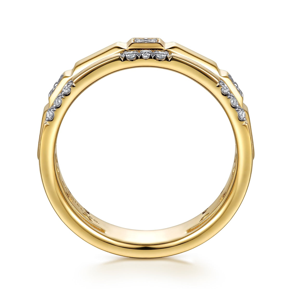 Gabriel & Co. Diamond and Half Cube Easy Stackable Ring in 14K Yellow Gold