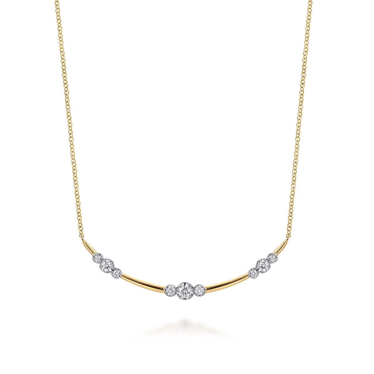 Gabriel & Co., Diamond Station Bar Necklace in 14K Yellow Gold