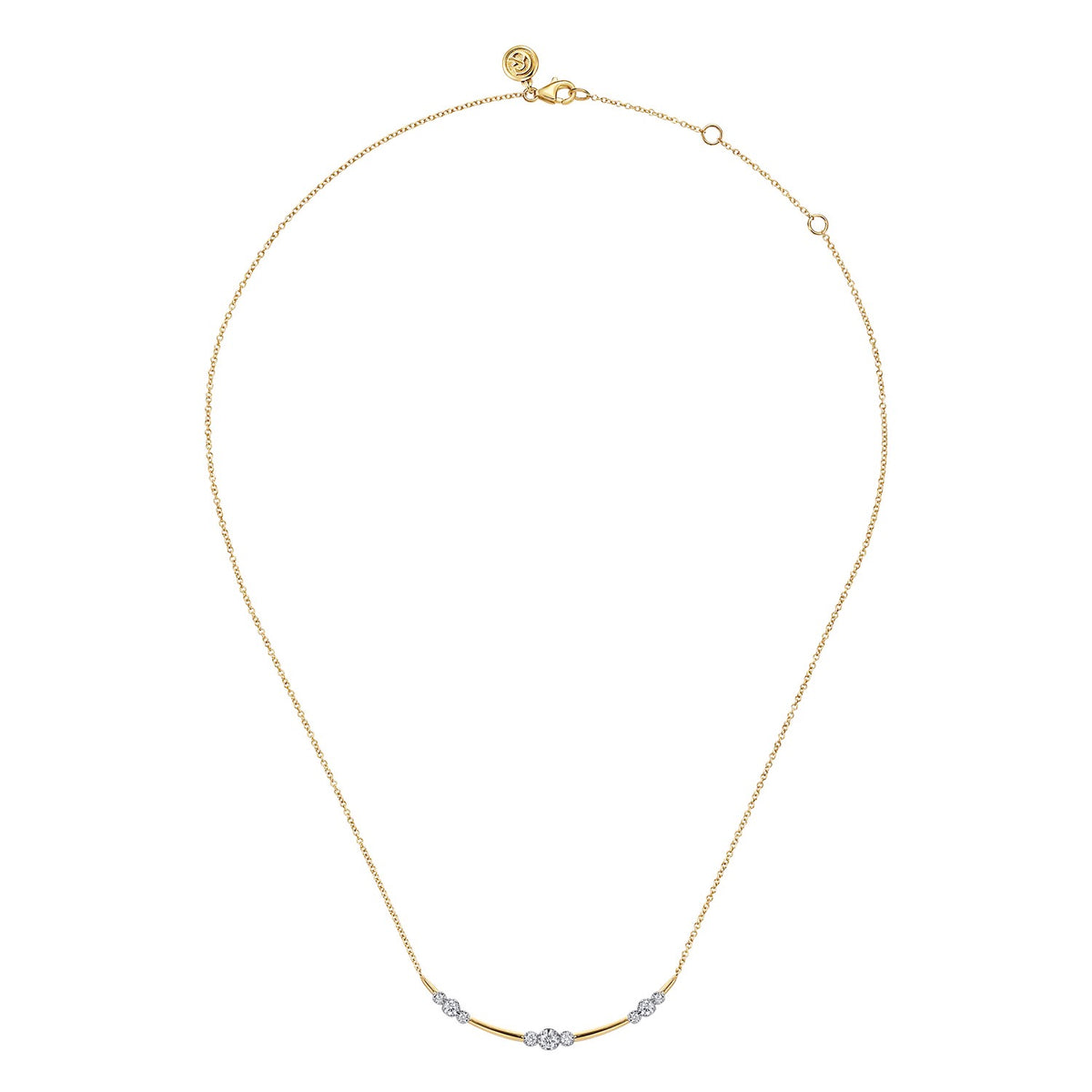 Gabriel & Co., Diamond Station Bar Necklace in 14K Yellow Gold