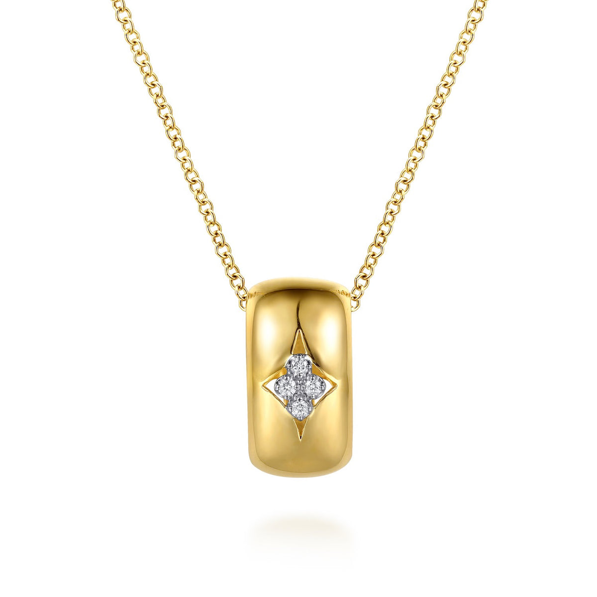 Gabriel & Co., Diamond Clover Slider Pendant Necklace in 14K Yellow and White Gold