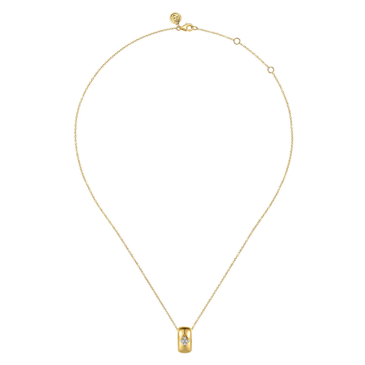 Gabriel & Co., Diamond Clover Slider Pendant Necklace in 14K Yellow and White Gold