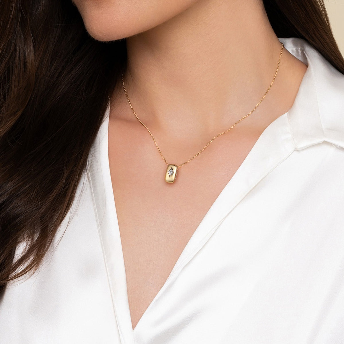 Gabriel & Co., Diamond Clover Slider Pendant Necklace in 14K Yellow and White Gold