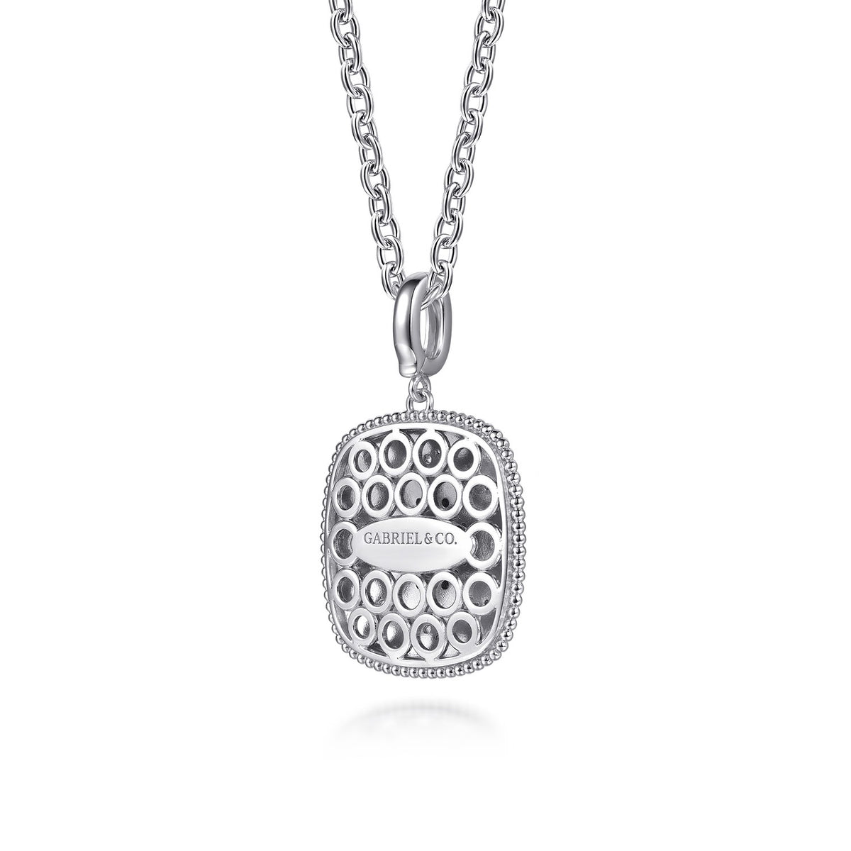 Gabriel & Co. Mosaic - 925 Sterling Silver Bujukan White Sapphire and Blue Topaz Necklace with Blue and Dust Blue Enamel