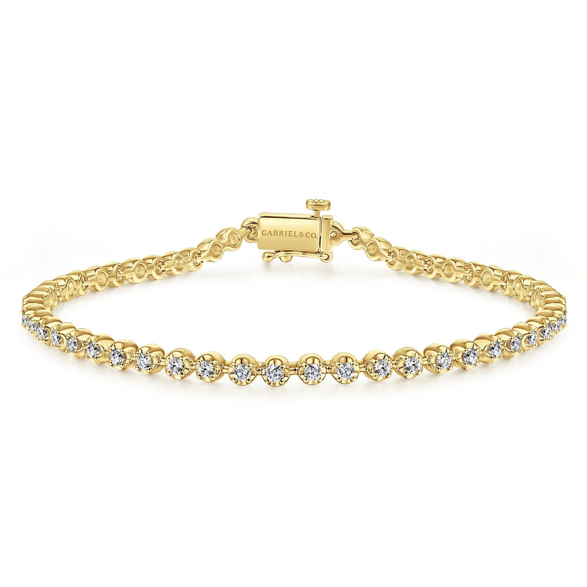 Gabriel & Co., Buttercup Set Diamond Tennis Bracelet in 14K Yellow Gold