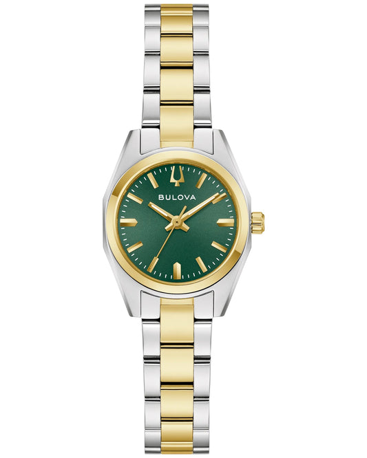 Bulova Ladies Surveyor Two Tone Watch with a Green Dial