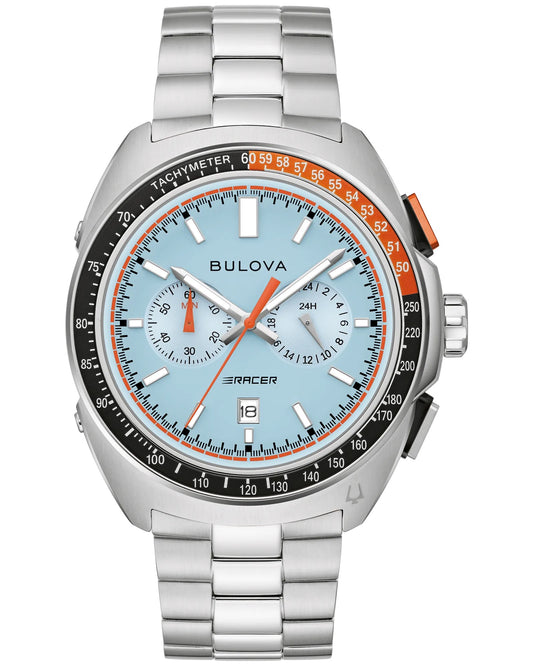 Bulova Mens Racer Chronograph Watch with a Blue Dial