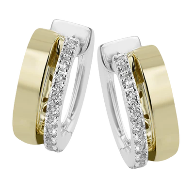 Simon G., 18K Yellow and White Gold Diamond Hoop Earrings