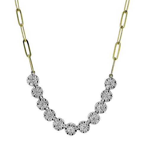 Simon G., 18K Yellow and White Gold Diamond Paperclip Necklace