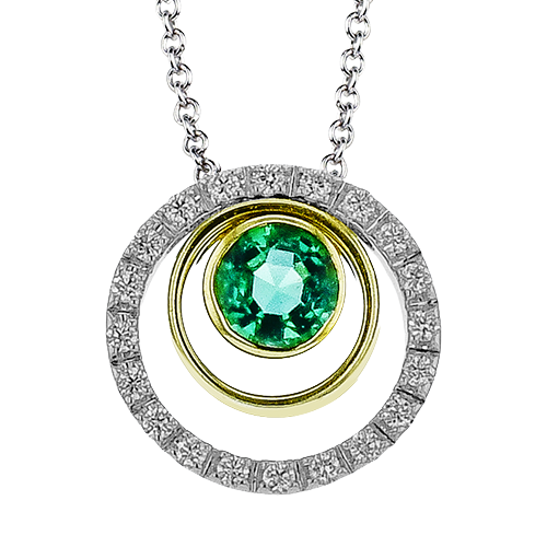 Simon G., 18K White and Yellow Gold Emerald and Diamond Pendant