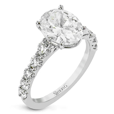 Simon G., 18K Oval Cut Semi- Mount Engagement Ring with Diamonds