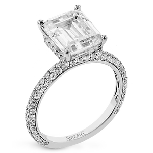 Simon G., Emerald-Cut Hidden Halo Engagement Ring in 18K Gold With Diamonds