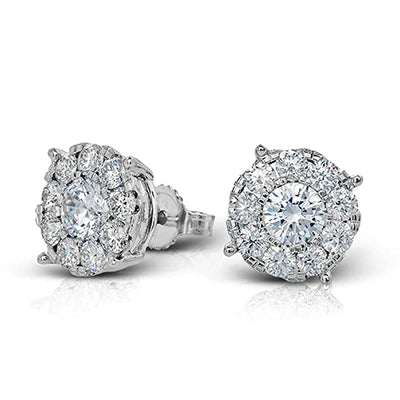 Simon G., 18K White Gold Diamond Stud Earrings