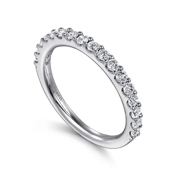 Gabriel & Co., Montreal - 14K White Gold Shared Prong Diamond Wedding Band - 0.5 ct