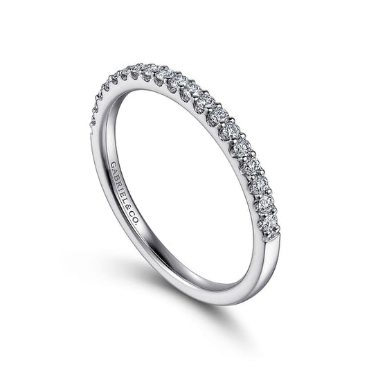 Gabriel & Co., Montreal - 14K White Gold Shared Prong Diamond Wedding Band - 0.25 ct