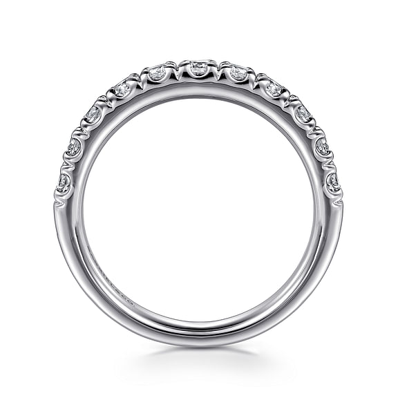 Gabriel & Co., Portofino - 14K White Gold 11 Stone French Pave Diamond Wedding Band - 0.75 ct