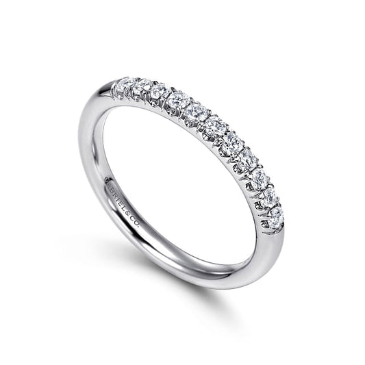 Gabriel & Co., Portofino - 14K White Gold 11 Stone French Pave Diamond Wedding Band - 0.25 ct