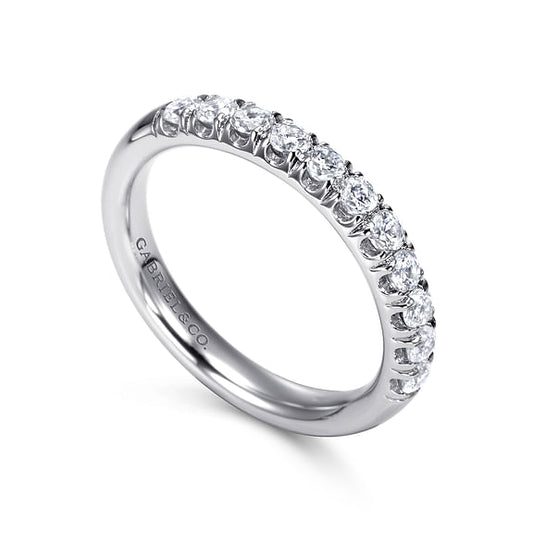 Gabriel & Co., Portofino - 14K White Gold 11 Stone French Pave Diamond Wedding Band - 0.5 ct