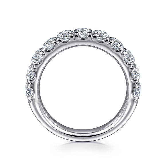 Gabriel & Co., Portofino - 14K White Gold 11 Stone French Pave Set Diamond Wedding Band