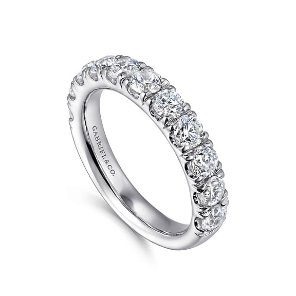 Gabriel & Co., Portofino - 14K White Gold 11 Stone French Pave Set Diamond Wedding Band