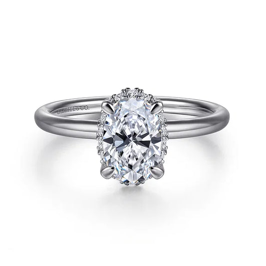 Gabriel & Co., 14K White Gold Oval Cut Semi-Mount Diamond Engagement Ring