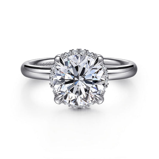 Gabriel & Co., 14K White Gold Round Cut Semi-Mount Diamond Engagement Ring