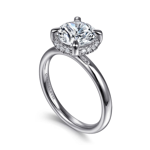 Gabriel & Co., 14K White Gold Round Cut Semi-Mount Diamond Engagement Ring