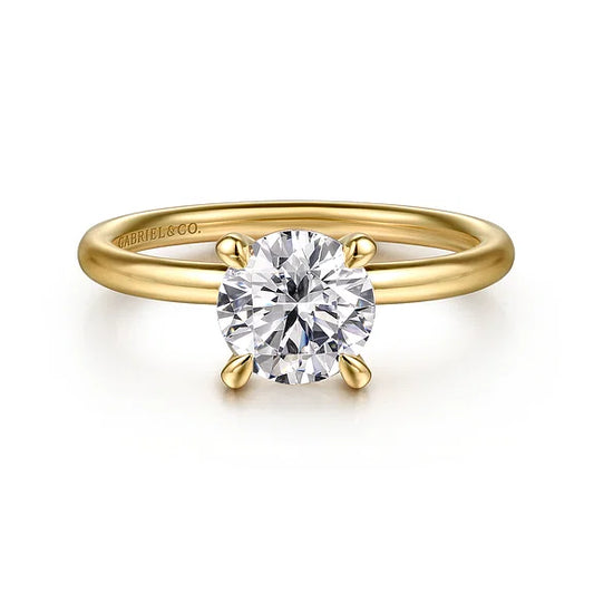 Gabriel & Co., 14K Yellow Gold Round Plain Skank Engagement Ring