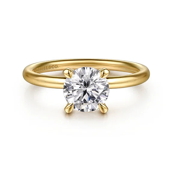 Gabriel & Co., 14K Yellow Gold Round Plain Shank Engagement Ring