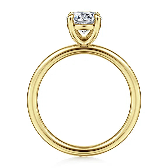 Gabriel & Co., 14K Yellow Gold Round Plain Shank Engagement Ring