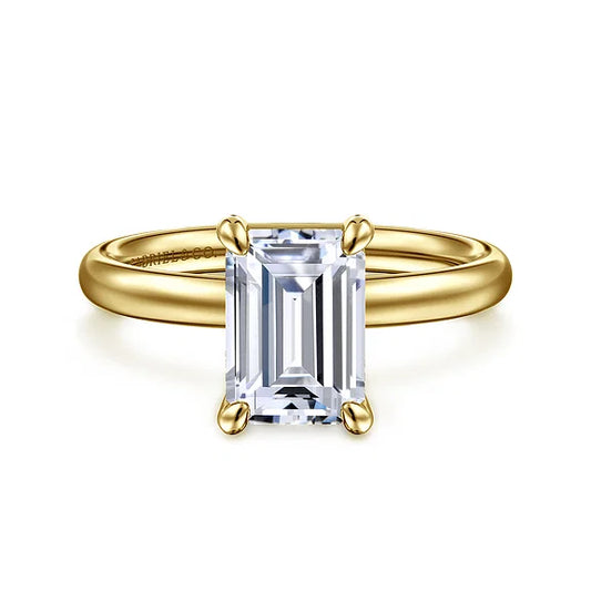 Gabriel & Co., 14K Yellow Gold Emerald Cut Semi-Mount Engagement Ring