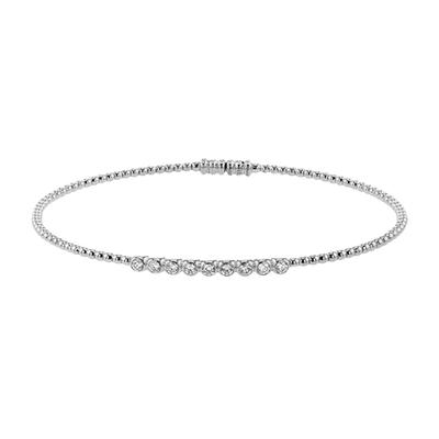 Simon G., 18K White Gold Beaded Bangle with Diamonds