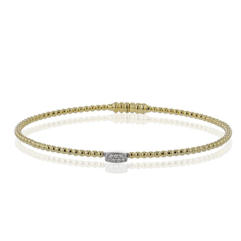 Simon G., 18K Yellow and White Gold Beaded Bangle with Diamonds