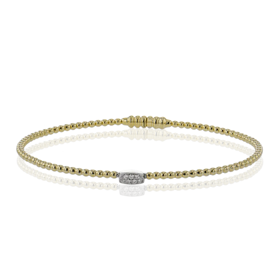 Simon G., 18K Yellow and White Gold Beaded Bangle with Diamonds